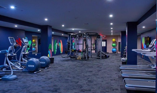 a gym with exercise equipment