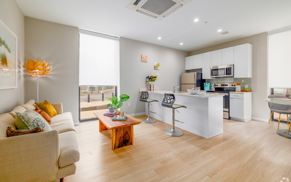 Van Gogh - 2 bedroom floorplan layout with 1 bathroom and 850 square feet (Kitchen/Living)
